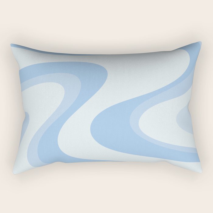 Retro Swirls Powder Blue Abstract Pattern Rectangular Pillow Gallery Image 2