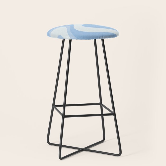 Retro Swirls Powder Blue Abstract Pattern Stool Gallery Image 1