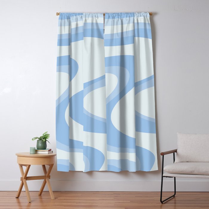Retro Swirls Powder Blue Abstract Pattern Window Curtain Gallery Image 5