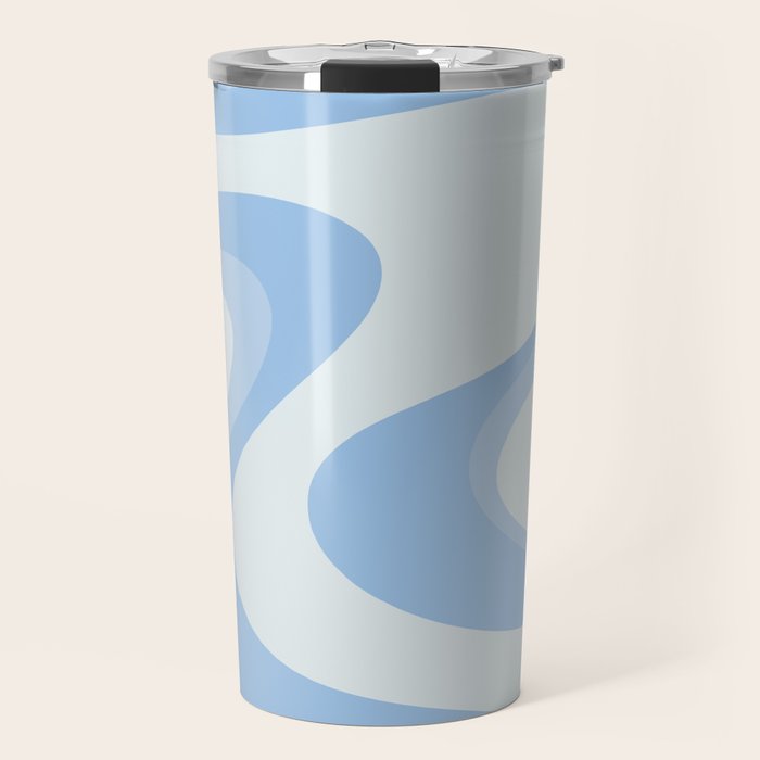 Retro Swirls Powder Blue Abstract Pattern Travel Mug Gallery Image 1