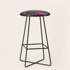 Regency Vibe Velveteen Moody  Flowers Fuchsia Pink Burgundy And Turquoise Stool Gallery Image 1