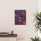 Regency Vibe Velveteen Moody  Flowers Fuchsia Pink Burgundy And Turquoise Poster Gallery Image 2