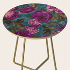 Regency Vibe Velveteen Moody  Flowers Fuchsia Pink Burgundy And Turquoise Side Table Gallery Image 2
