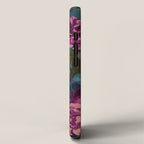 Regency Vibe Velveteen Moody  Flowers Fuchsia Pink Burgundy And Turquoise iPhone Case Gallery Image 2