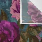 Regency Vibe Velveteen Moody  Flowers Fuchsia Pink Burgundy And Turquoise Wall Tapestry Gallery Image 3
