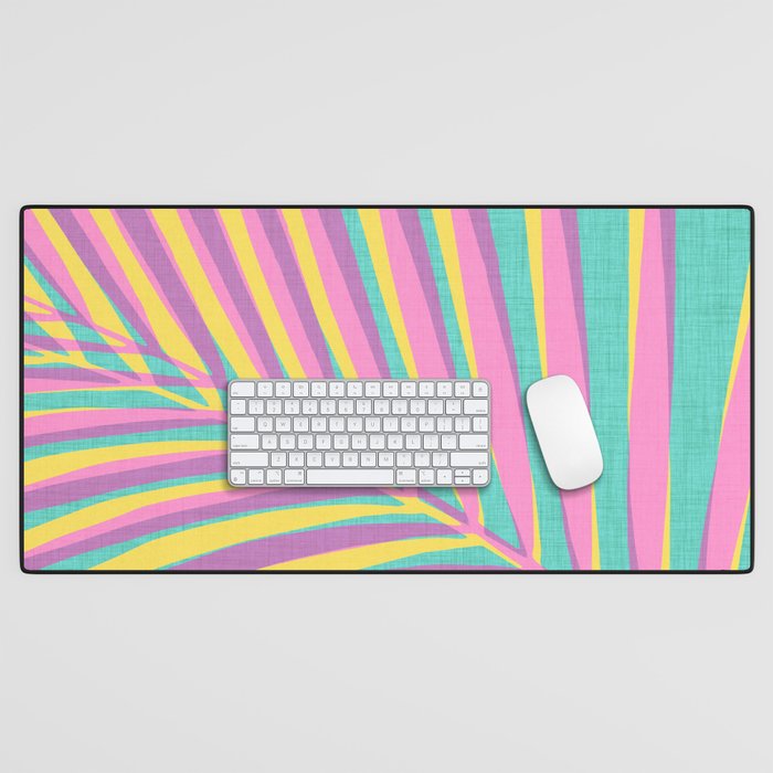 Pink Tropical Palm Leaf Desk Mat Gallery Image 1