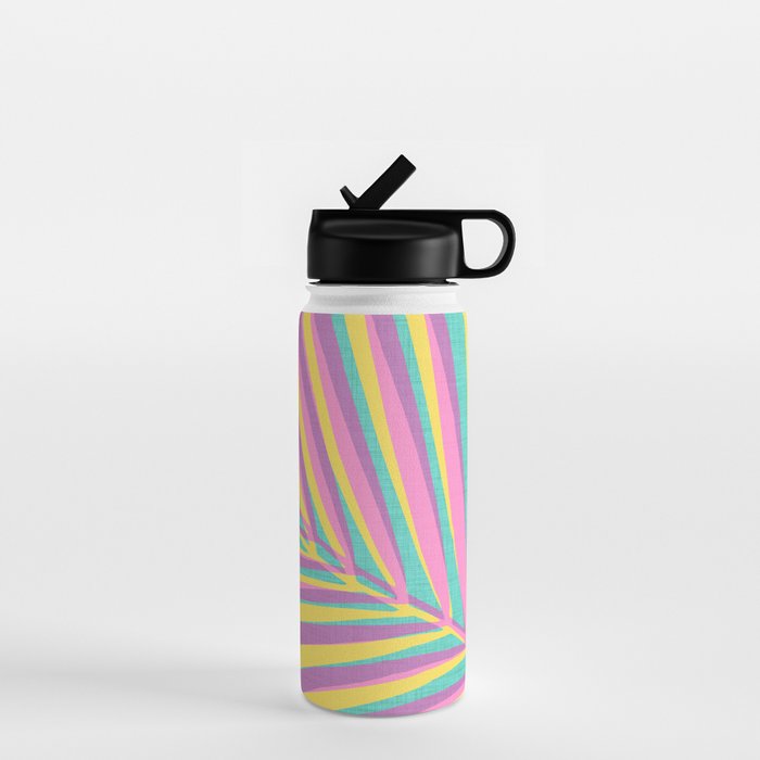 Pink Tropical Palm Leaf Water Bottle Gallery Image 1