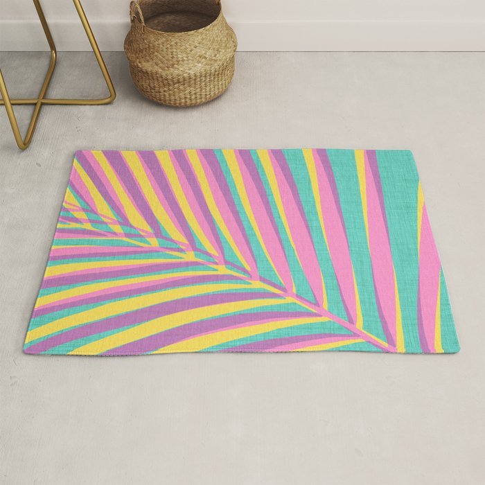 Pink Tropical Palm Leaf Rug Gallery Image 1