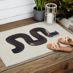 Black & White Minimalist Abstract Shapes Patterns Black Ink Painting Outdoor Rug Gallery Image 2