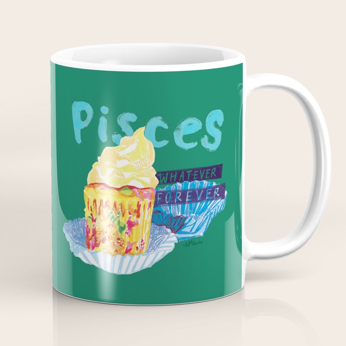 Pisces Chill Vibes in Chive Green | Zodiac Series  Coffee Mug Gallery Image 1