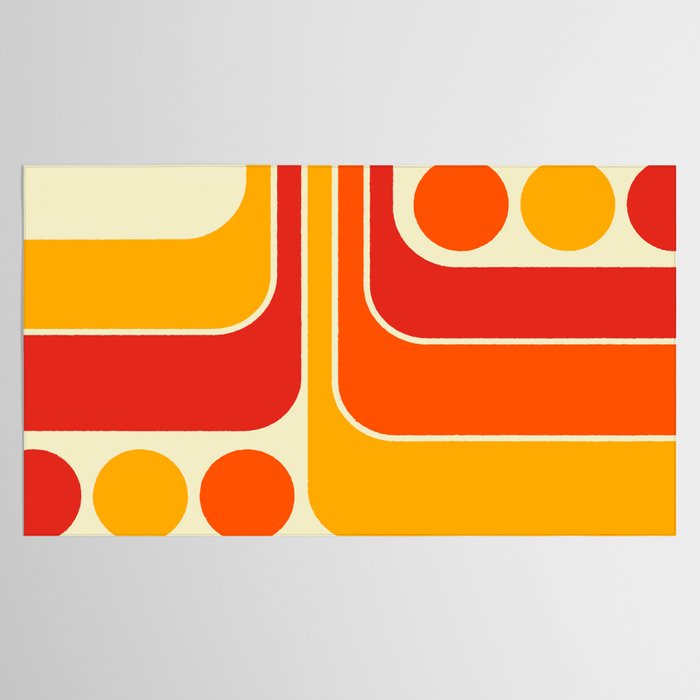 Retro Vintage Geometric Design 662 Red Orange Yellow and Beige Tablecloth Gallery Image 2