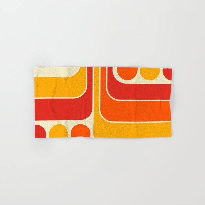Retro Vintage Geometric Design 662 Red Orange Yellow and Beige Bath Towel Gallery Image 1