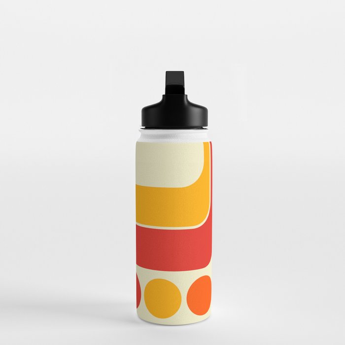 Retro Vintage Geometric Design 662 Red Orange Yellow and Beige Water Bottle Gallery Image 3