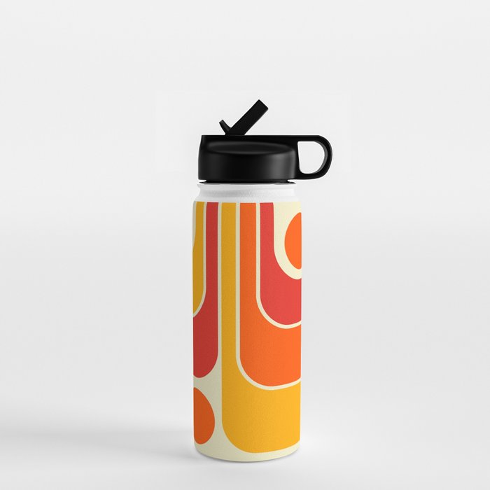 Retro Vintage Geometric Design 662 Red Orange Yellow and Beige Water Bottle Gallery Image 1