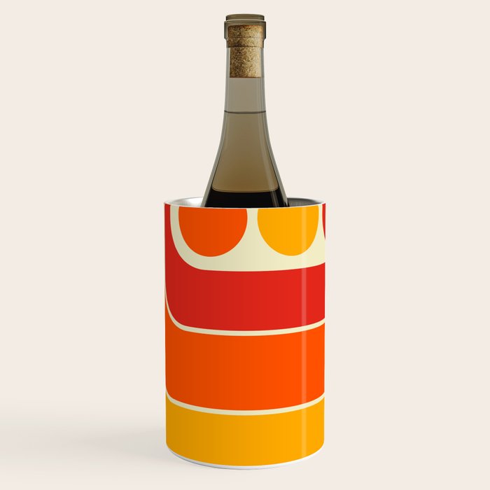 Retro Vintage Geometric Design 662 Red Orange Yellow and Beige Wine Chiller Gallery Image 3