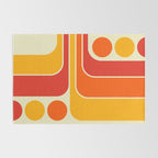 Retro Vintage Geometric Design 662 Red Orange Yellow and Beige Rug Gallery Image 2