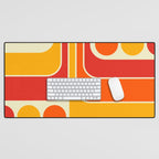Retro Vintage Geometric Design 662 Red Orange Yellow and Beige Desk Mat Gallery Image 1