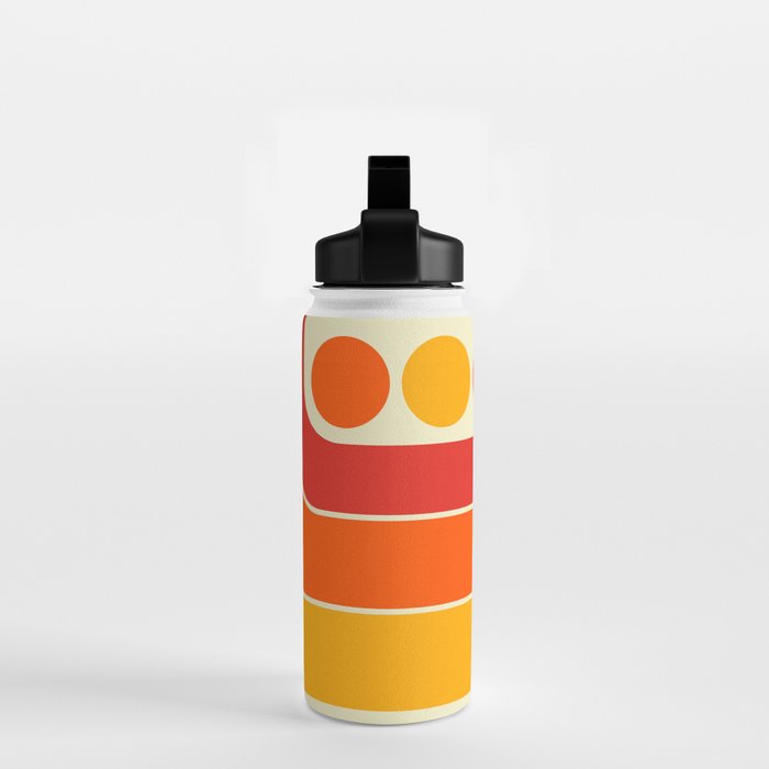 Retro Vintage Geometric Design 662 Red Orange Yellow and Beige Water Bottle Gallery Image 2