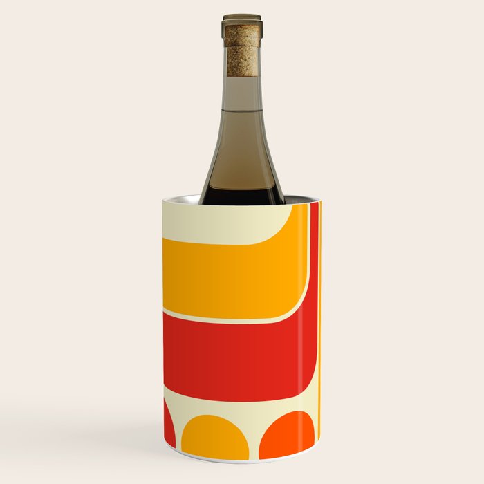 Retro Vintage Geometric Design 662 Red Orange Yellow and Beige Wine Chiller Gallery Image 2