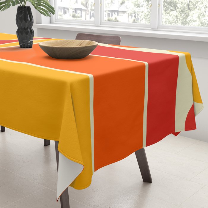 Retro Vintage Geometric Design 662 Red Orange Yellow and Beige Tablecloth Gallery Image 3