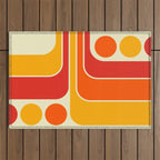 Retro Vintage Geometric Design 662 Red Orange Yellow and Beige Outdoor Rug Gallery Image 1