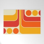 Retro Vintage Geometric Design 662 Red Orange Yellow and Beige Welcome Mat Gallery Image 1