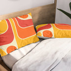 Retro Vintage Geometric Design 662 Red Orange Yellow and Beige Pillow Sham Gallery Image 2