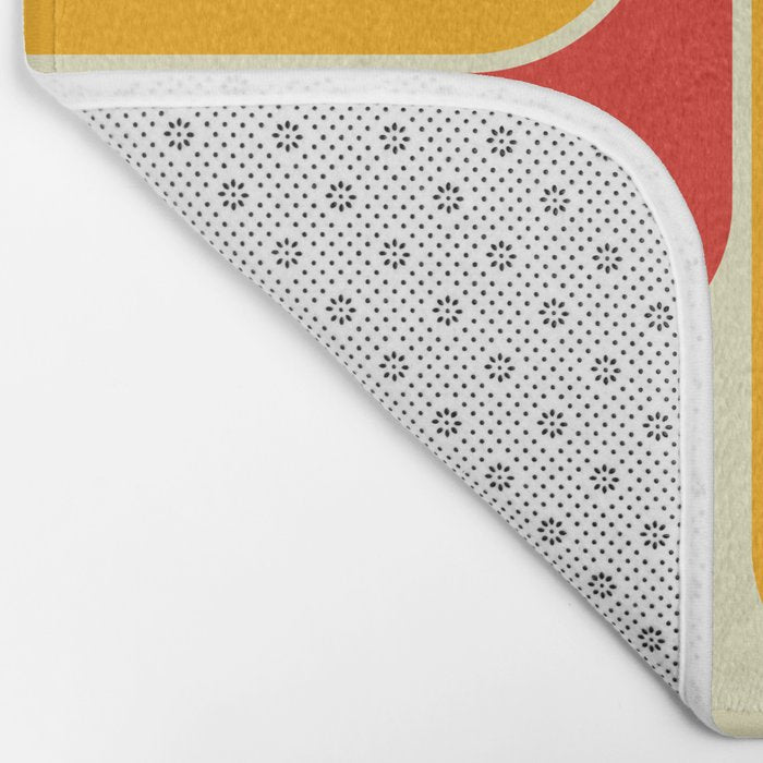Retro Vintage Geometric Design 662 Red Orange Yellow and Beige Bath Mat Gallery Image 2