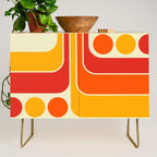 Retro Vintage Geometric Design 662 Red Orange Yellow and Beige Credenza Gallery Image 1
