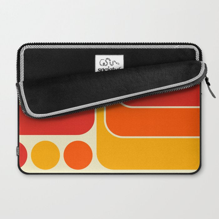 Retro Vintage Geometric Design 662 Red Orange Yellow and Beige Laptop Sleeve Gallery Image 2