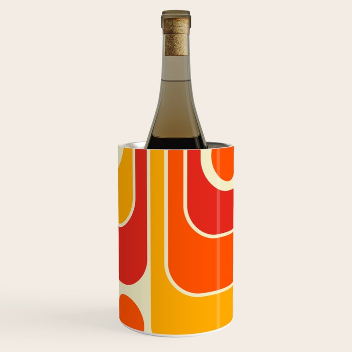 Retro Vintage Geometric Design 662 Red Orange Yellow and Beige Wine Chiller Gallery Image 1