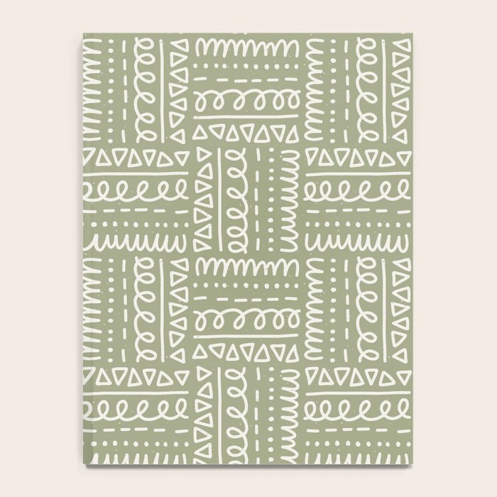 Mudcloth Doodle Squares . Lush Green Notebook Gallery Image 4