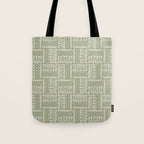 Mudcloth Doodle Squares . Lush Green Tote Bag Gallery Image 1