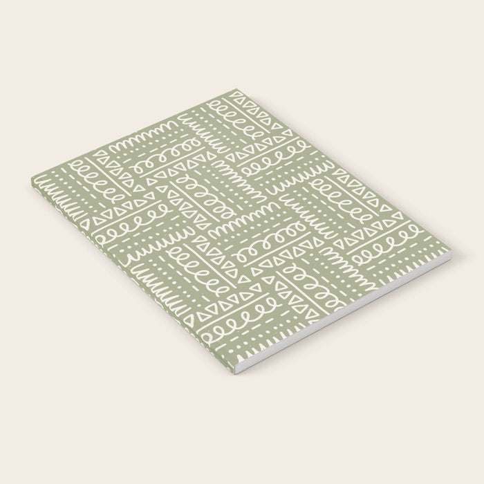 Mudcloth Doodle Squares . Lush Green Notebook Gallery Image 2