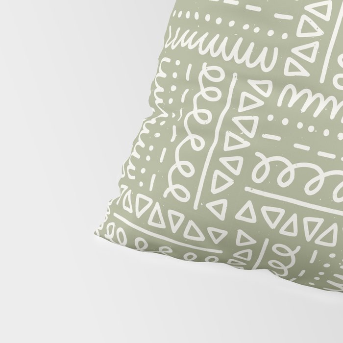 Mudcloth Doodle Squares . Lush Green Pillow Sham Gallery Image 4