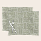 Mudcloth Doodle Squares . Lush Green Placemat Gallery Image 1