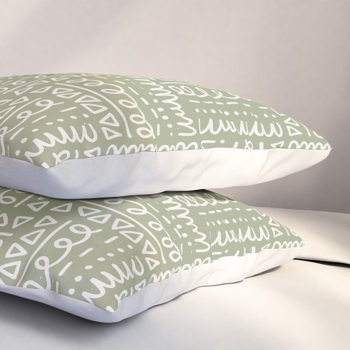 Mudcloth Doodle Squares . Lush Green Pillow Sham Gallery Image 3