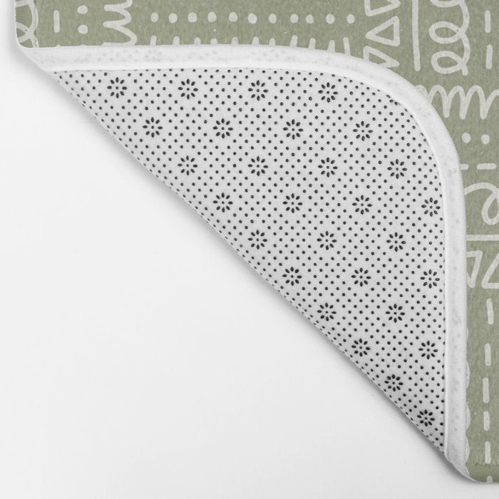 Mudcloth Doodle Squares . Lush Green Bath Mat Gallery Image 2