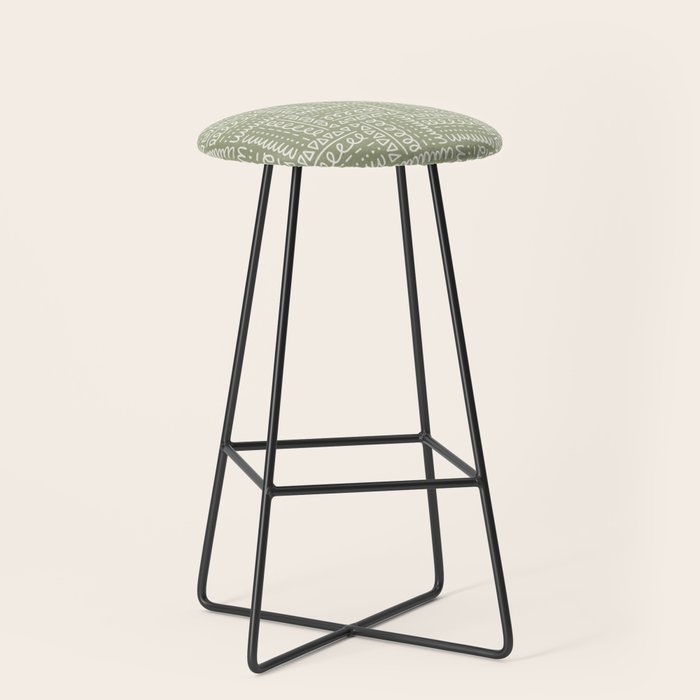 Mudcloth Doodle Squares . Lush Green Stool Gallery Image 1
