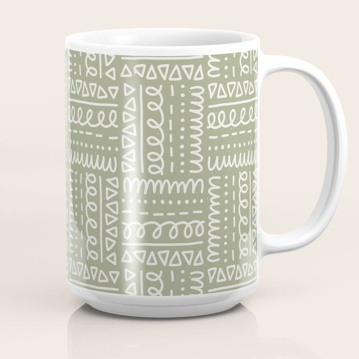Mudcloth Doodle Squares . Lush Green Coffee Mug Gallery Image 2