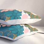 Pretty Groovy Retro Garden Floral Pattern Blue Pink Orange Olive 2 Pillow Sham Gallery Image 3