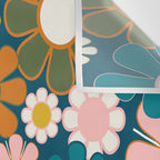 Pretty Groovy Retro Garden Floral Pattern Blue Pink Orange Olive 2 Wall Tapestry Gallery Image 3