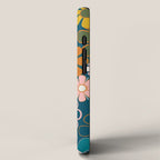 Pretty Groovy Retro Garden Floral Pattern Blue Pink Orange Olive 2 iPhone Case Gallery Image 2