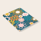 Pretty Groovy Retro Garden Floral Pattern Blue Pink Orange Olive 2 Notebook Gallery Image 2
