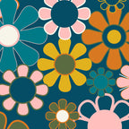 Pretty Groovy Retro Garden Floral Pattern Blue Pink Orange Olive 2 Coffee Mug Gallery Image 2