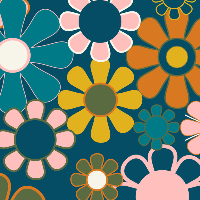 Pretty Groovy Retro Garden Floral Pattern Blue Pink Orange Olive 2 Coffee Mug Gallery Image 2