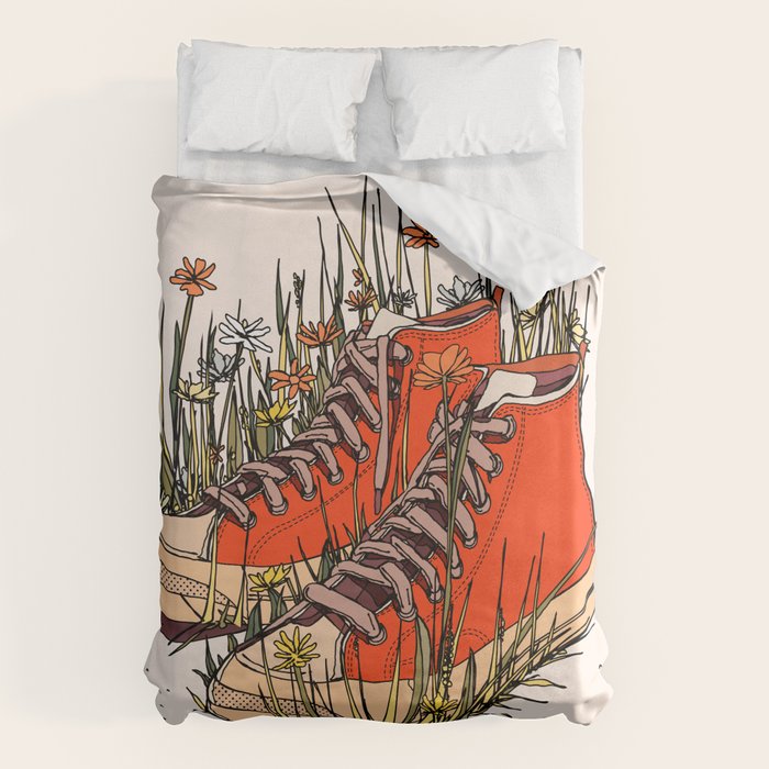 Sneakers Wildflowers Duvet Cover