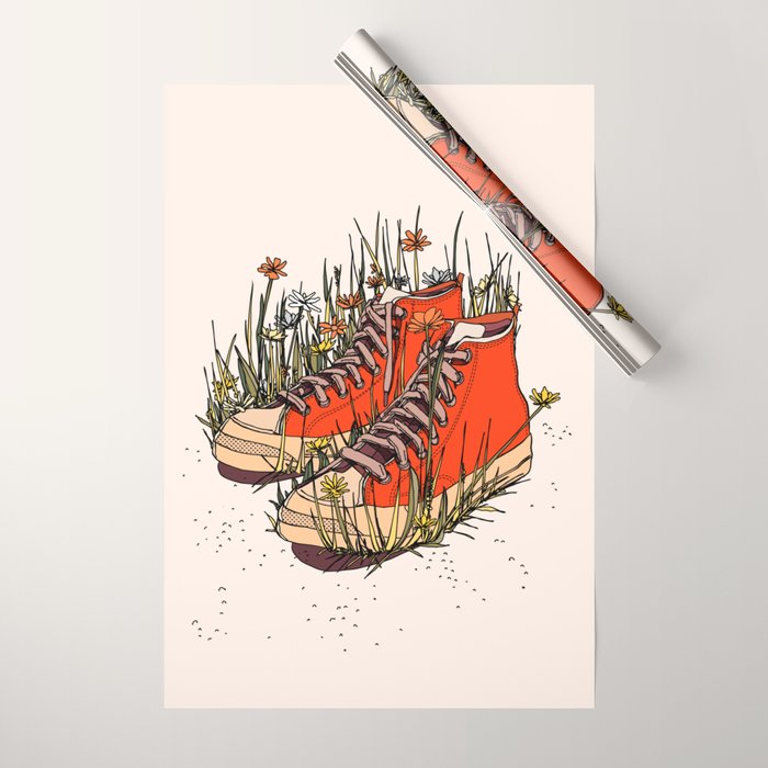 Sneakers Wildflowers Wrapping Paper Gallery Image 1