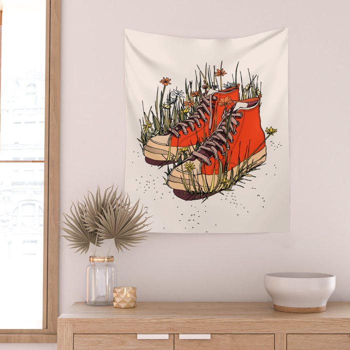 Sneakers Wildflowers Wall Tapestry Gallery Image 2