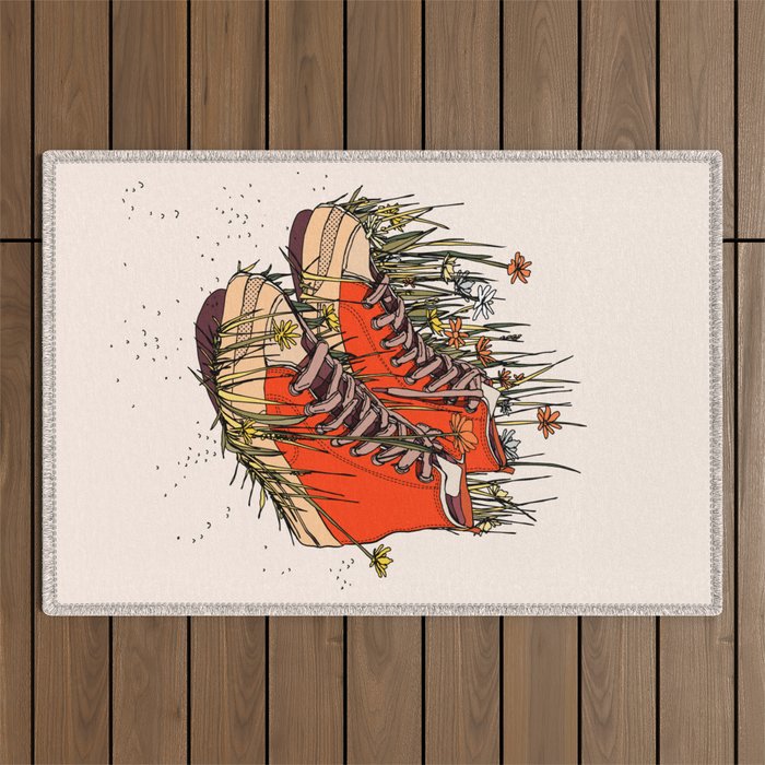 Sneakers Wildflowers Outdoor Rug Gallery Image 1